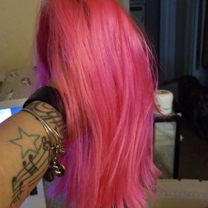 Neon pink lacefront wig